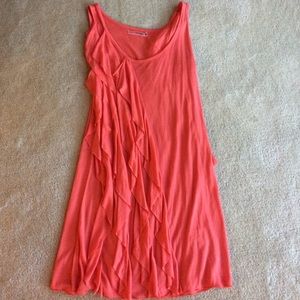 Coral orange ruffle tank top. Small
